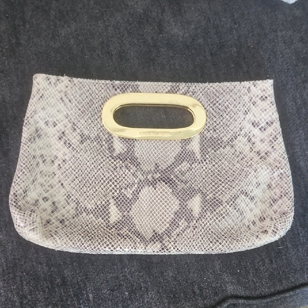 Michael Kors Elegant Snakeskin Clutch with Gold Accent